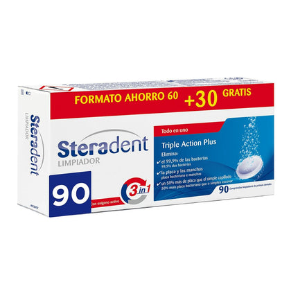 Cleaning Tablets for Dentures Steradent Triple Acción 90Units