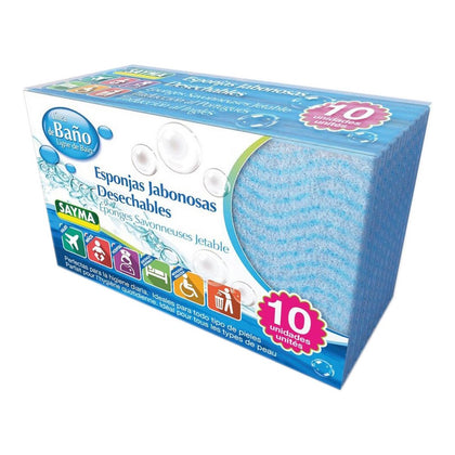 Body Sponge Sayma Localization-B0972Q3KP4 Disposable Plastic Sponge (10 Pieces) (10 uds)